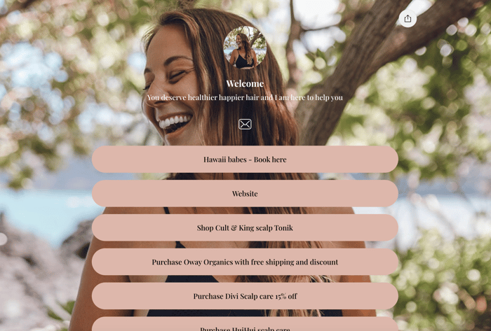 Ejemplo de Linktree de Leeanne